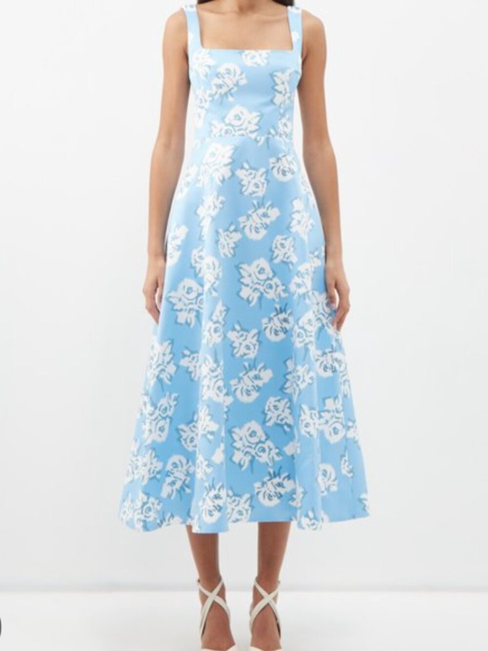 Emilia Wickstead Blue Floral Midi Dress (US Size 6)